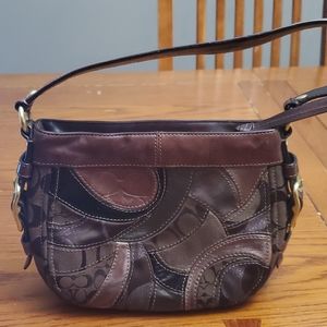Coach Zoe brown mosaic patchwork hobo
